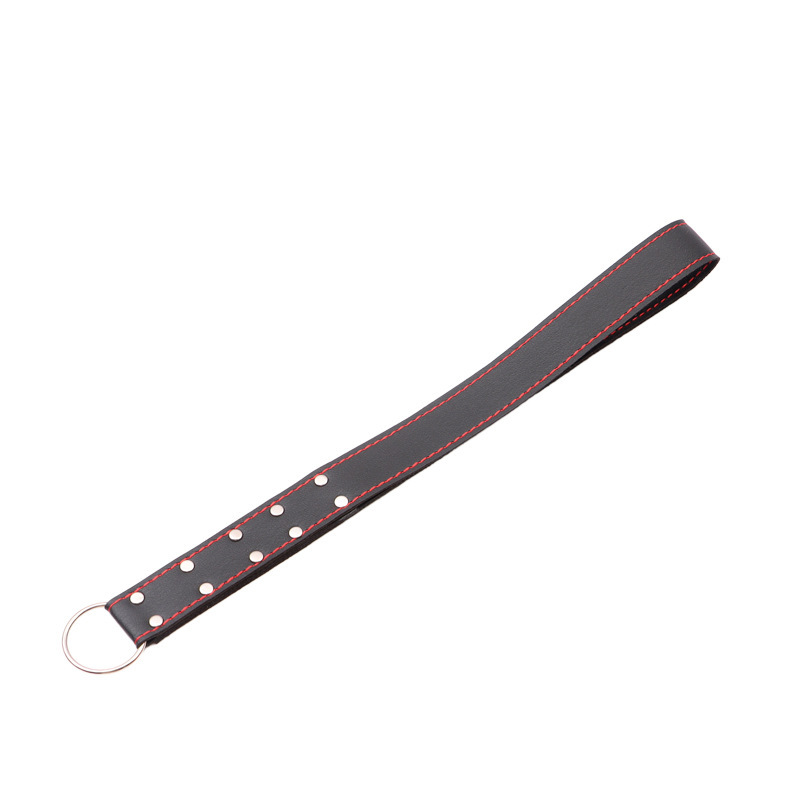 Leather Spanking Paddle with Rivets, Long Handle, Adult Sensory Play Tool — detail image 1