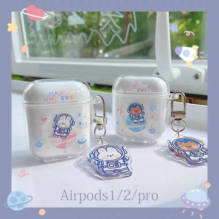 Cartoon Cute Space Bear Conejo para Apple Bluetooth inalámbrico auriculares airpods 4 auriculares cubierta protectora