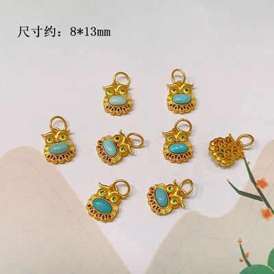 Natural Raw Ore Turquoise: Zərgərlik ara hissələri - owl-pendant