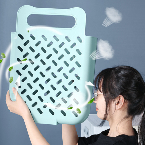 Wholesale household punch-free wall-mounted folding dirty clothes basket plastic thickened large bathroom storage clothes storage basket