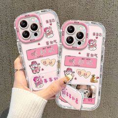 新款卡通羽纱啥都顺财神使用苹果16手机壳iPhone14PM带镜子支架15