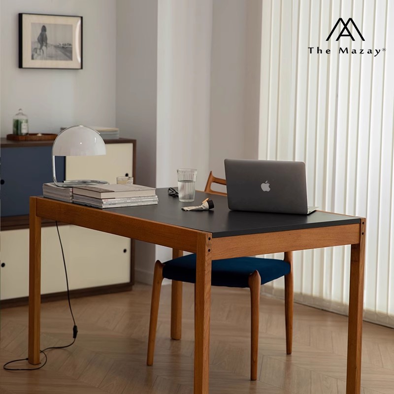 Mesa de comedor de madera maciza de estilo antiguo, apartamento pequeño a juego, mesa de comedor rectangular para el hogar retro, escritorio de oficina de sala de estar
