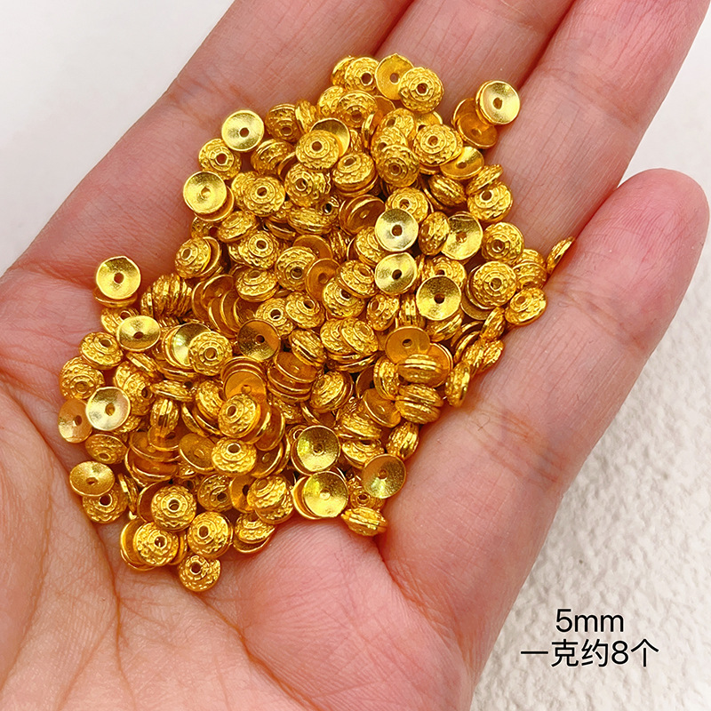 按克称S925银镀24K金花托手链项链串饰diy配件手工隔珠半成品|undefined