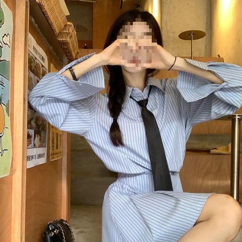 学院风套装棒球服开衫卫衣入秋外套新款早秋条纹连衣裙子两件套|undefined