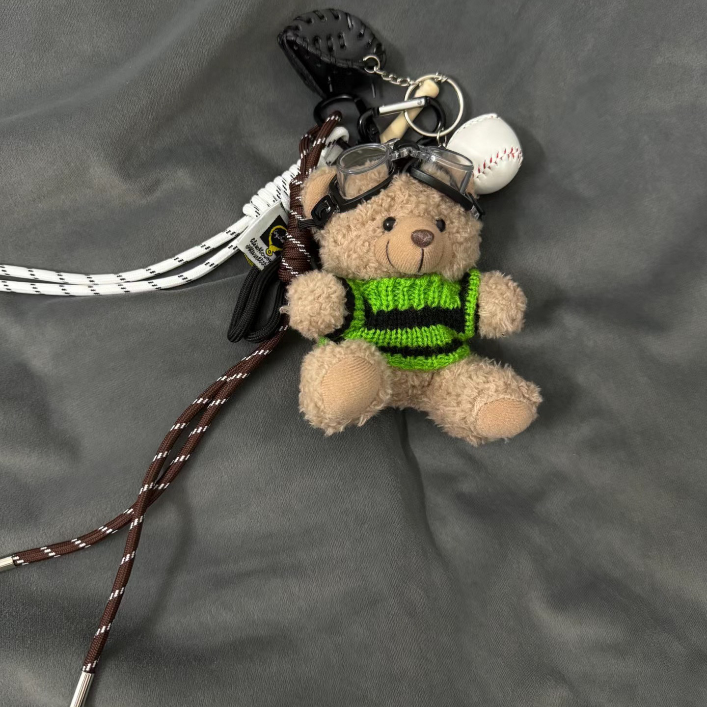 Striped sweater flying bear miu style pendant