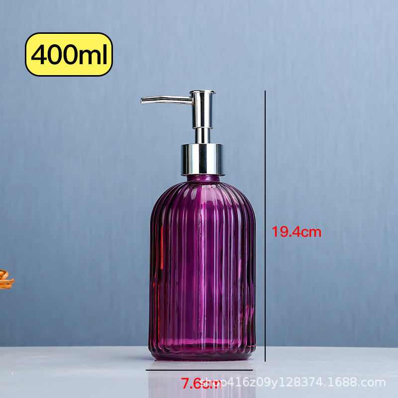 Color 400ml jabón líquido botella de prensa botella de desinfectante de manos de rayas verticales botella de loción botella de gel de ducha de vidrio de estilo europeo botella de Gel de Ducha