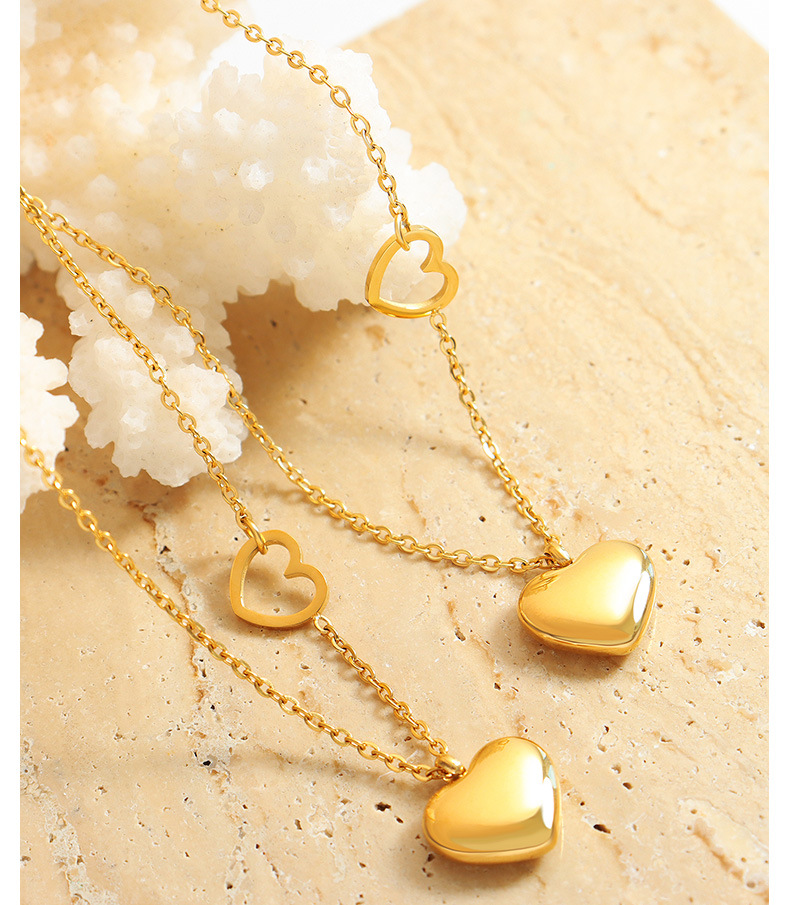 Fashion Heart Shape Titanium Steel Plating Necklace 1 Piece