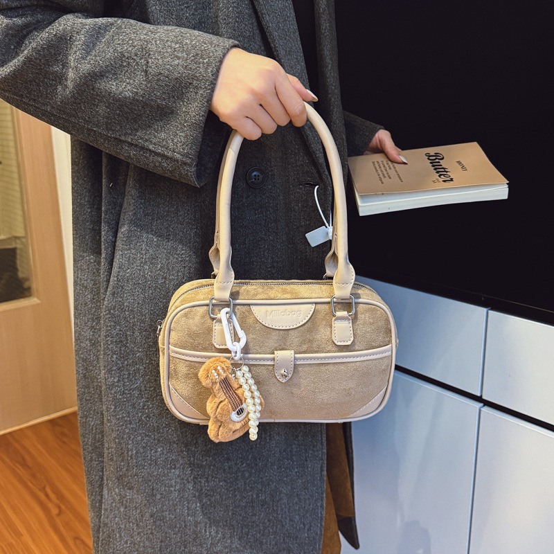 2025气质保龄球包休闲潮流手拎包高颜值洋气印花手提复古女士小包