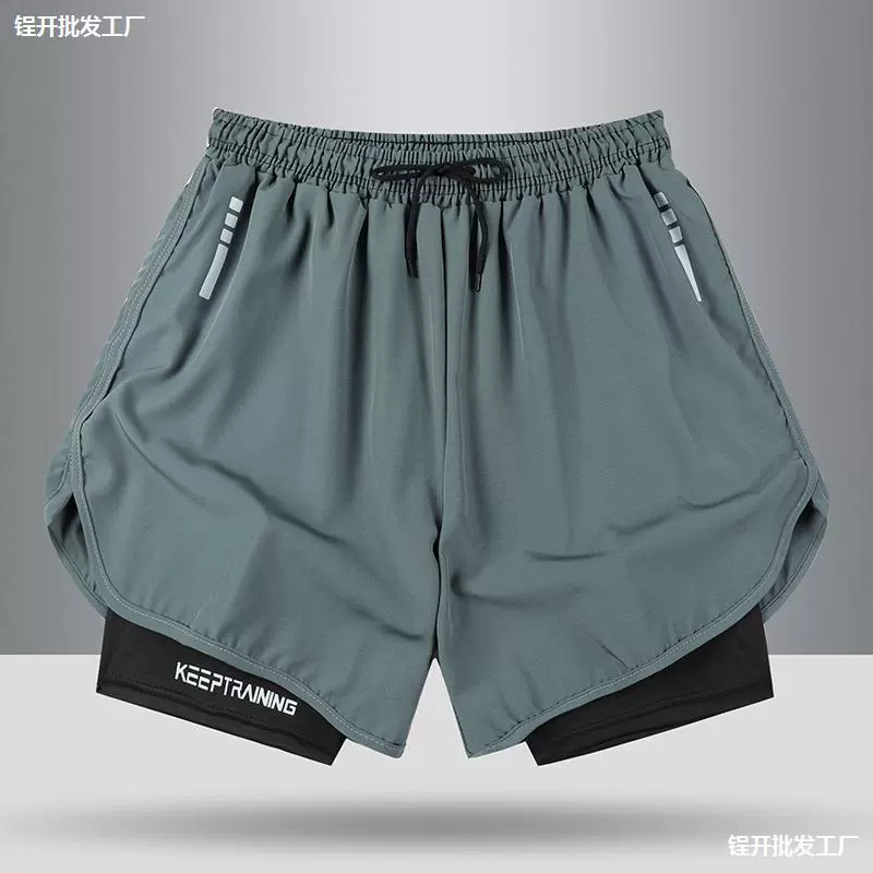 Спортивные шорты Мужской легкоатлетический марафон тренировочный костюм Летние сухие трёхочковые брюки профессиональные беговые накладки