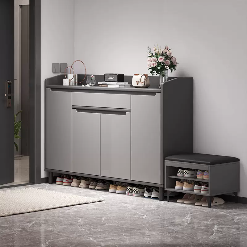 鞋柜家用门口室内玄关收纳柜一体靠墙2025新款入户门多层实木鞋架