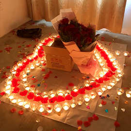 七夕情人节蜡烛浪漫心形玫瑰创意套餐生日表白求婚道具布置装饰品