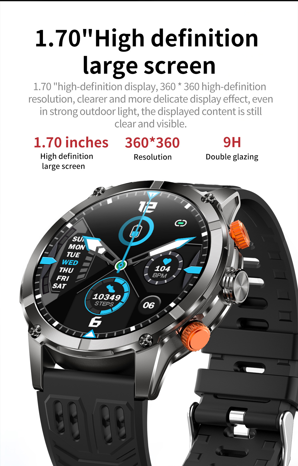 Smartwatch Für Herren Mit Bluetooth-anruf Und Herzfrequenzmesser_voghion.com
