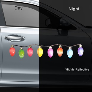 Rfm001 Cross-Border Christmas Bulb Magnetic Sticker Reflective Honeycomb DIY Decorative Body Sticker Magnetic Refrigerator Sticker