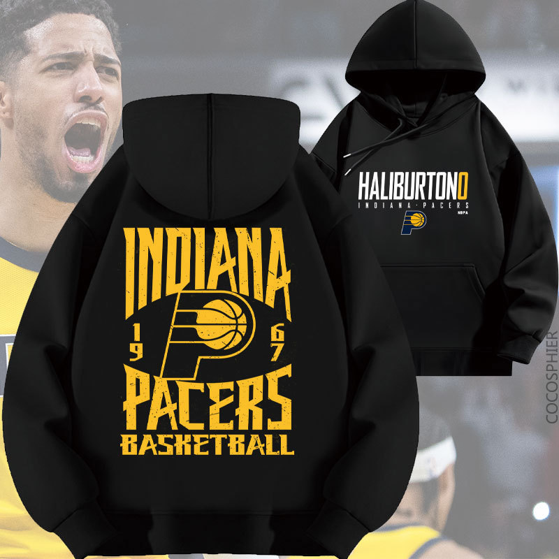 Haliburton No. 0 Haliburton Walker Printed Hooded Sweatshirt Football Loose Velvet Thickeneded Clothes