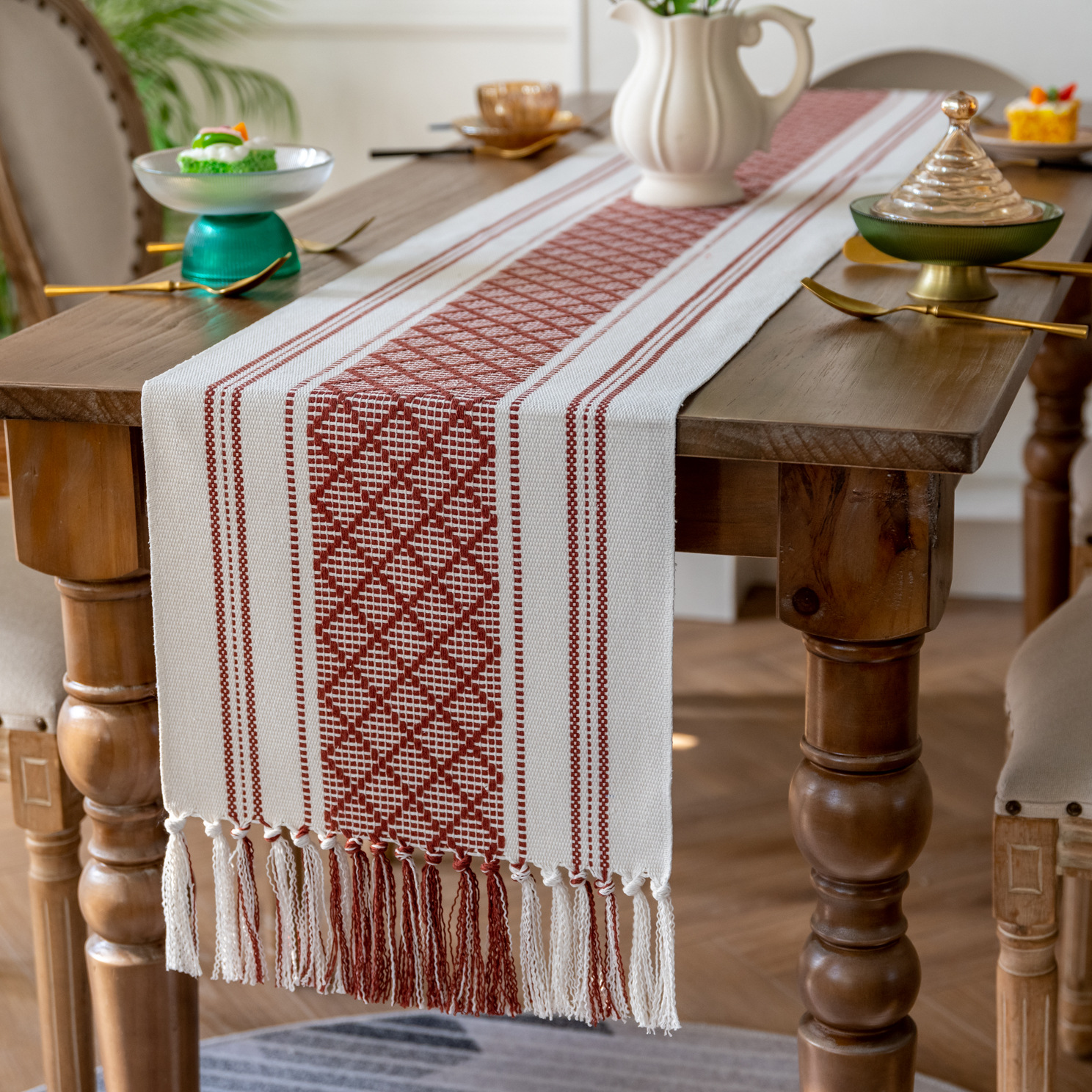 부르고뉴 그리드 (수제 테이블 러너)