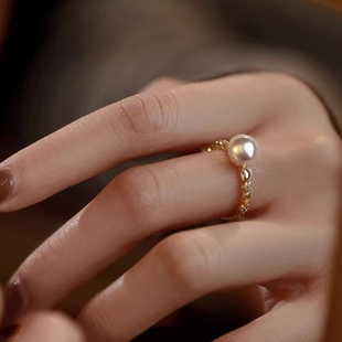 Natural Freshwater Pearl Ring High-end Niche Design Fashion Elegant All-match Love Ring Open for Women