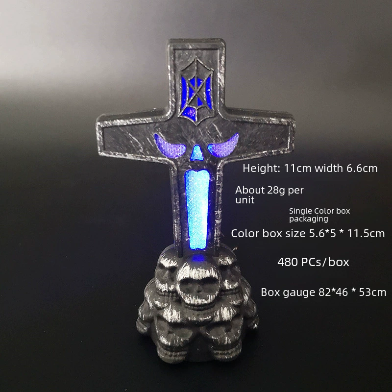 Tombstone LED lantern, flashing handheld Halloween prop, assorted designs