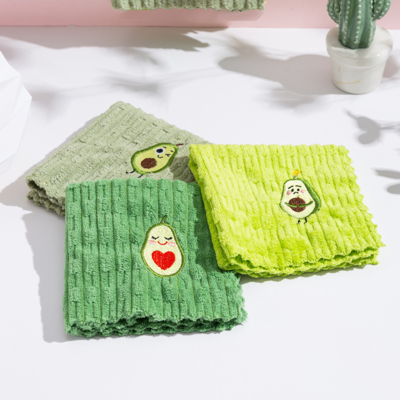 アボカドスクエアタオル、ノンスティックオイルキッチンクリーニングタオル、吸水性、糸くずの出ない刺繍ハンドタオル、厚手の食器用雑巾|undefined