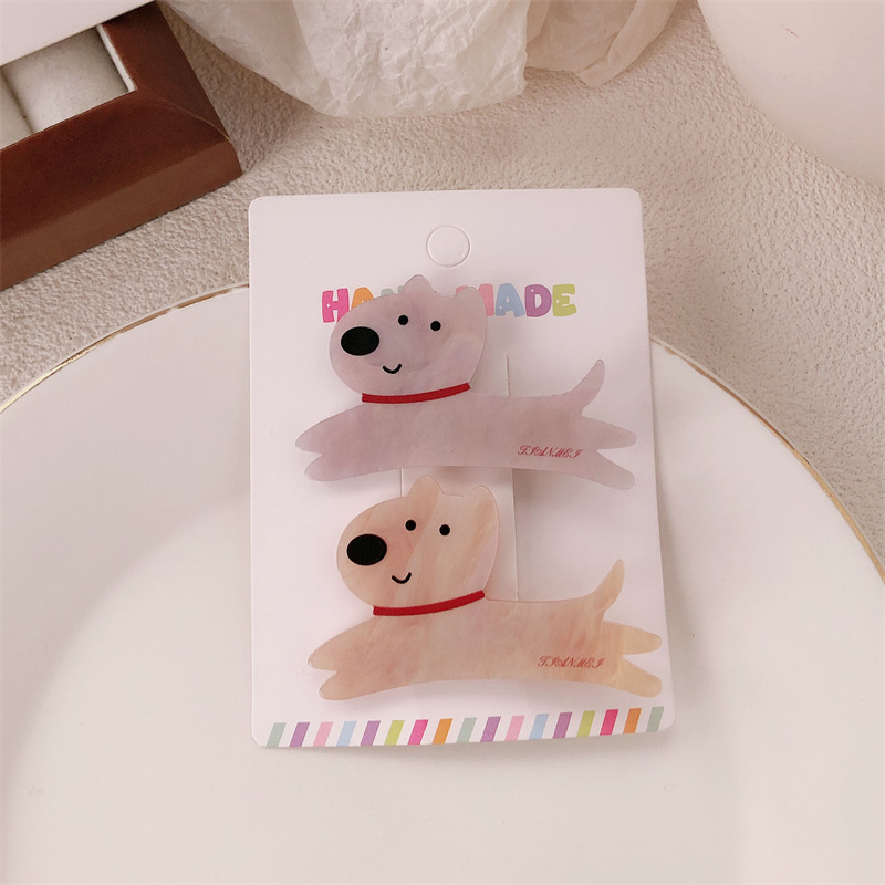 Diversión adolescente dulce acrílico perrito clip de cabello de dibujos animados lateral clip de bang clip de cabello adorable clip de boca de pato tocado