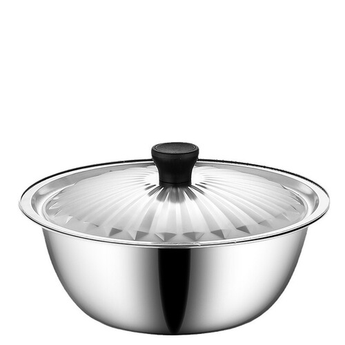 Non-magnetic stainless steel basin thickened soup basin school canteen multi-purpose basin commercial wash basin with cover wholesale Southeast Asia