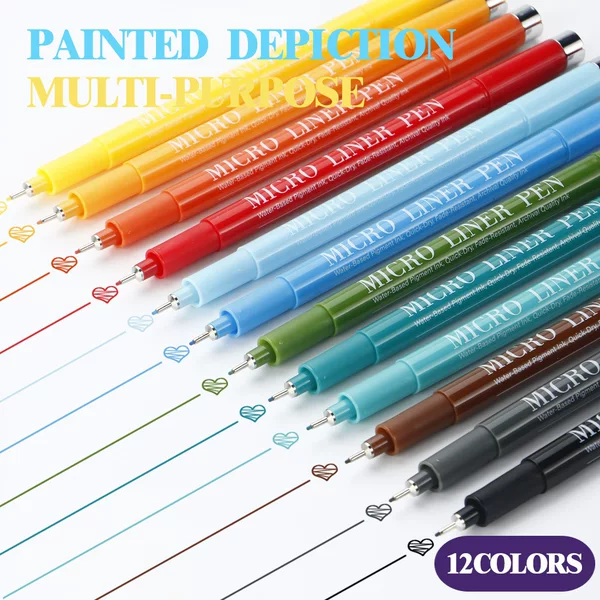 Cross-Border Color Hook Line Pen for Drawing, Special Waterproof Hook Line Pen for Painting, Sketch Pen for Art Comics