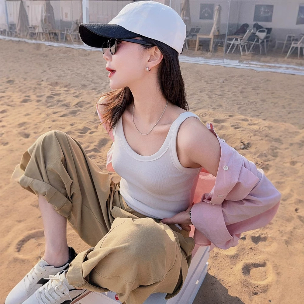 Широкий жилет с погонами Gongzi для женщин летом носит нижнюю часть