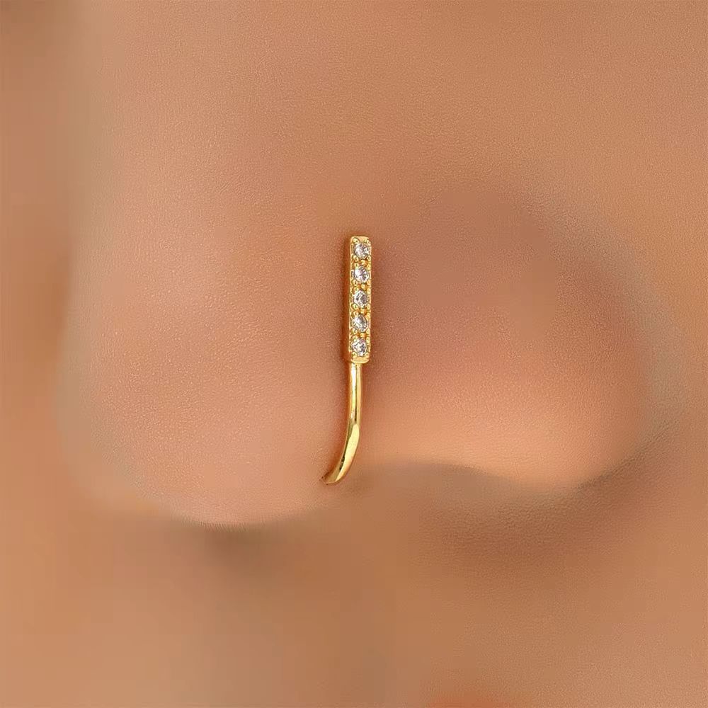 26 Letter Initial Micro-Set CZ Nose Clip Fake Nose Ring No-Pierce Nose Jewelry Fashion Accessory detail image 22