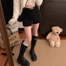 【原版有包边有内里】辣妹风毛呢短裤女冬季高腰A字阔腿呢子靴裤