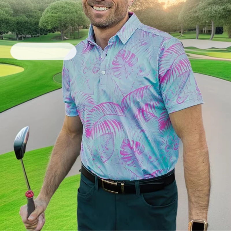 European and American New Summer Men's Golf Polo Shirt Sports T-shirt Table Tennis Clothes Elastic Quick-drying Top