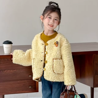 女童秋冬加厚外套冬装儿童毛毛衣2026新款宝宝超好看小香风衣服潮