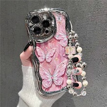 电镀银油画风绿色蝴蝶适用苹果iphone17手机壳华为mate60新款散热