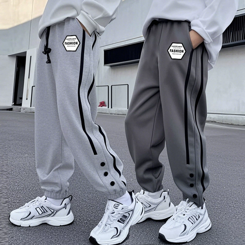 Мальчики повседневные удобные брюки осень-зима 2024 новые бархатные толстые спортивные штаны