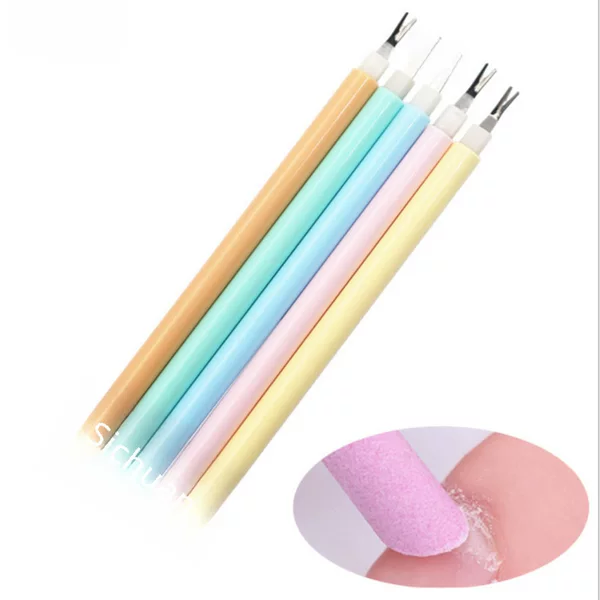 Nail art tools supplies dead skin fork carving pen dual-use stainless steel peeling dead skin push grinding tool dual-use pen