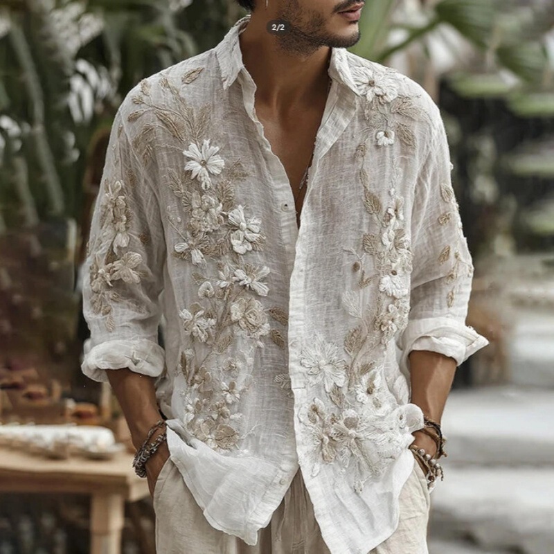 Cross-Border Retro Style 3D Printed Long-Sleeved Summer New Men's Casual Versatile Fashion Trendy Shirt Cross-Border Retro Style 3D Printed Long-Sleeved Summer New Men's Casual Versatile Fashion Trendy Shirt