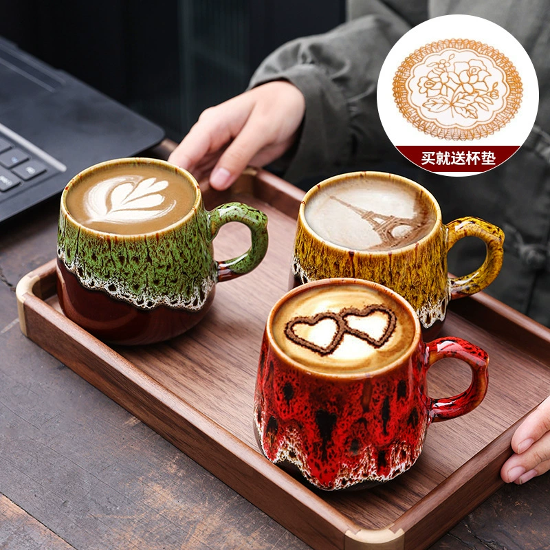 Coffee big ceramic tea cup for home use, high quality handle for beloved