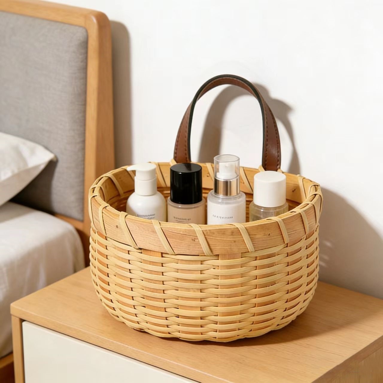 Cesta de almacenamiento de ratán para colgar en la pared, para uso doméstico, almacenamiento de llaves en la entrada, almacenamiento de cebolla, jengibre y ajo en la cocina, organizador colgante tejido a mano. image 4