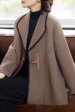 新款妈妈春秋装双面呢外套中老年女装洋气阔太太毛呢大衣