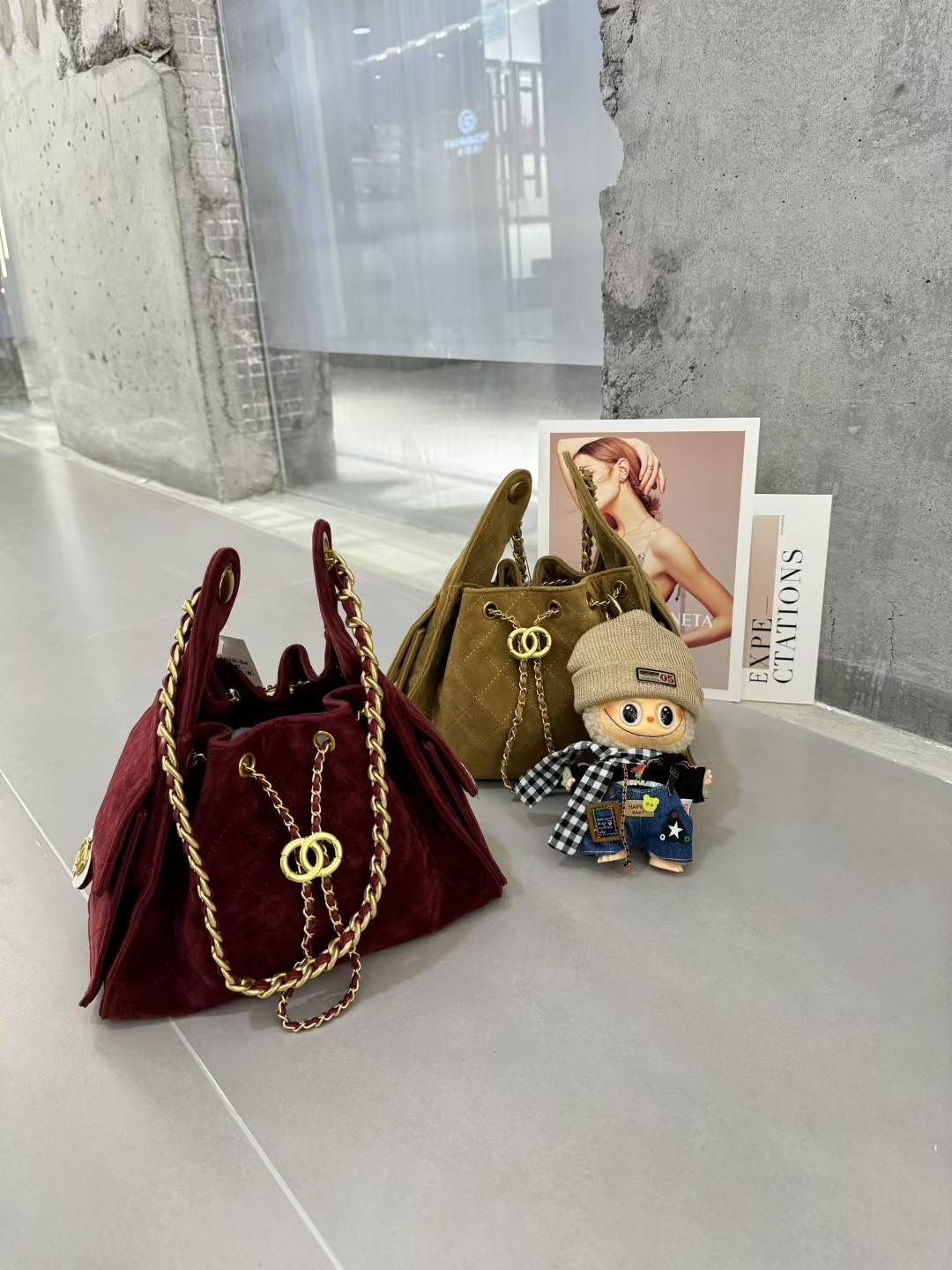 Cuero genuino esmerilado cadena de diamond bolso para mujeres pequeñas bolsas de balde de estilo medieval bolsas de hombro de seda bolsas de brazo