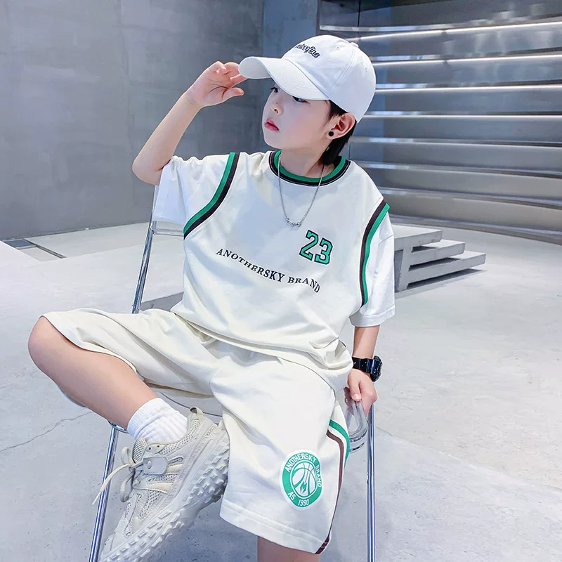 Summer clothing, basketball uniform, sports suit, children's summer football uniform for boys, for teenagers, with short sleeve