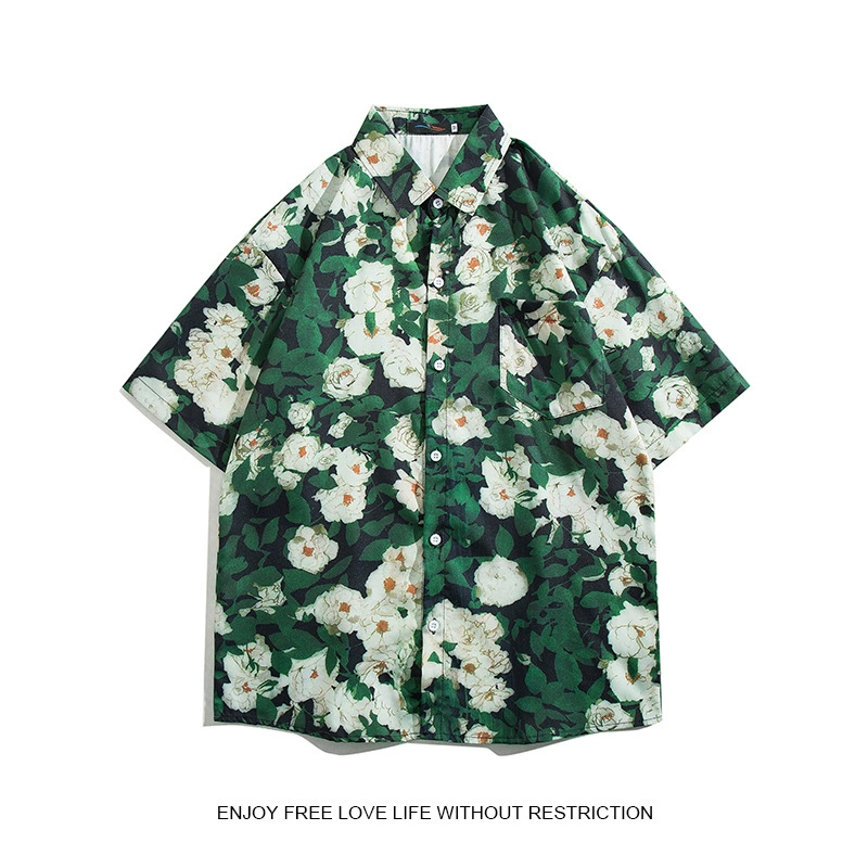 Новые рубашки с принтом в стиле Гонконга для мужчин и женщин, свободные цветочные рубашки