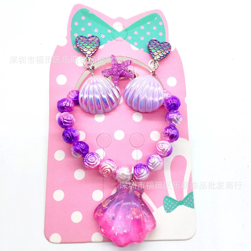 Bracelet, ear clips, ring, set for princess, accessory, wholesale, 3-6-8 years