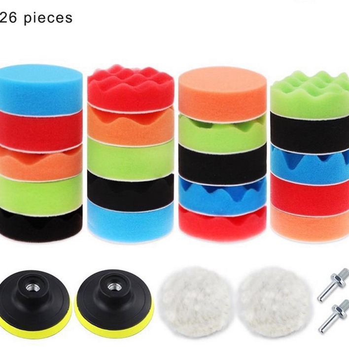 跨境产品3寸26件抛光海绵盘海绵轮羊毛垫现货供应稳定供货