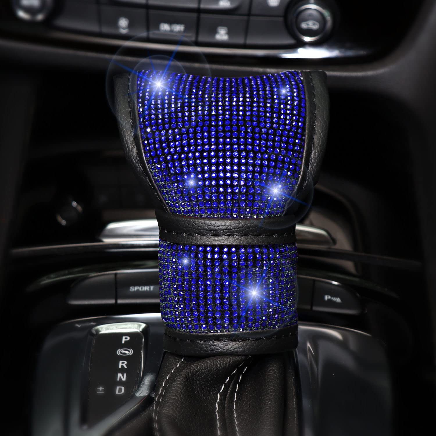 8-Piece Car Diamond-Encrusted Decorative Set: Steering Wheel Cover, Ignition Ring, Seat Belt Shoulder Pads, Cup Mat, Gear Shift Cover