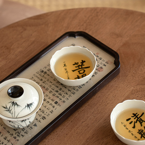 Vegetable ash handwritten Qinghuan flower mouth master cup single cup Chinese hand-painted special drinking tea cup Kung Fu tea set tea cup