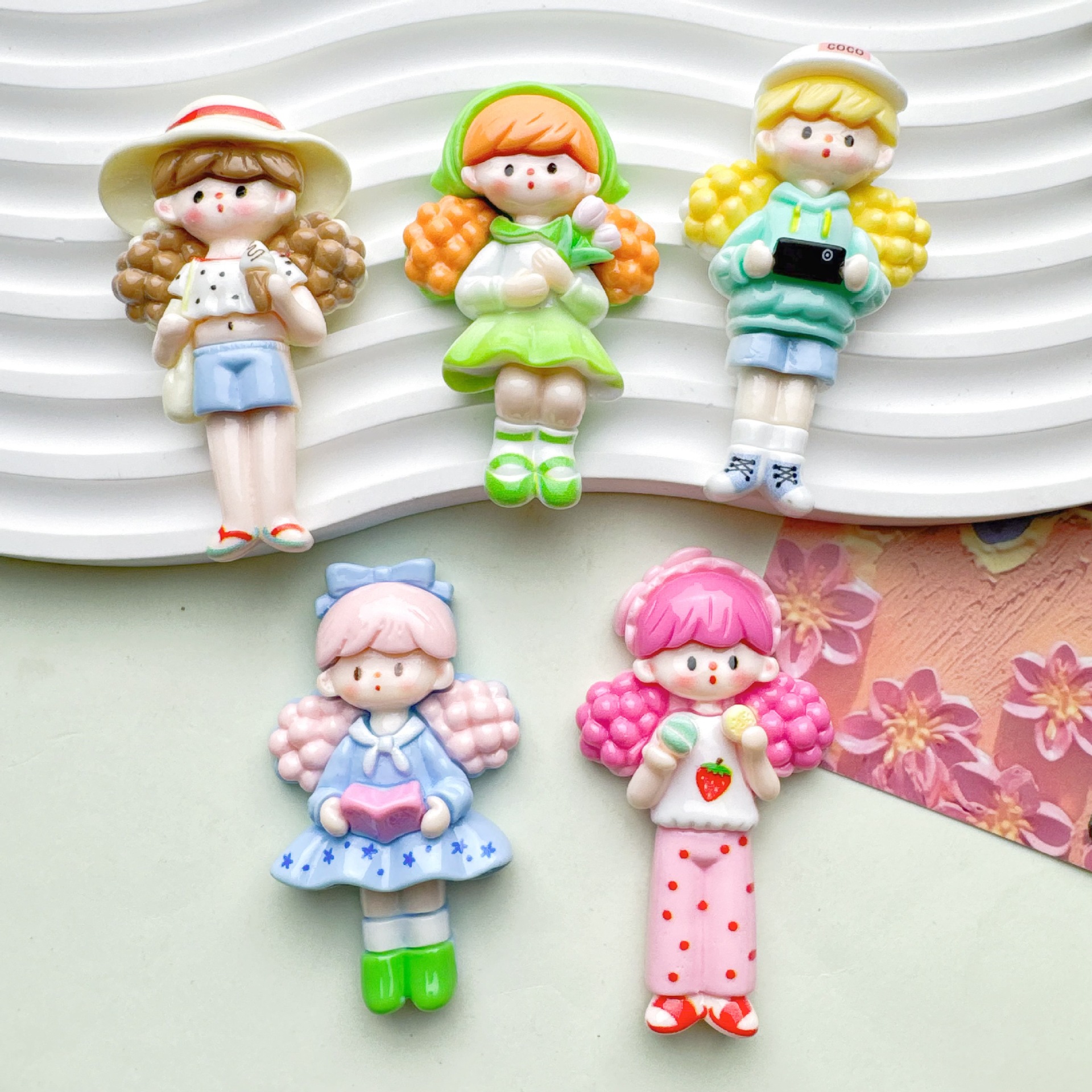 DIY 크림 접착제 큰 카드 팝콘 소녀 대형 헤어 액세서리 소재 패치 수제 수제 펜던트 수지 액세서리
