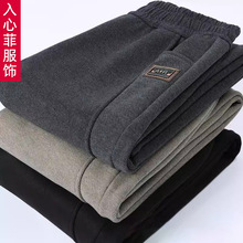 妈妈春秋毛呢裤子老年人宽松直筒加绒加厚大码中老年女裤奶奶外穿