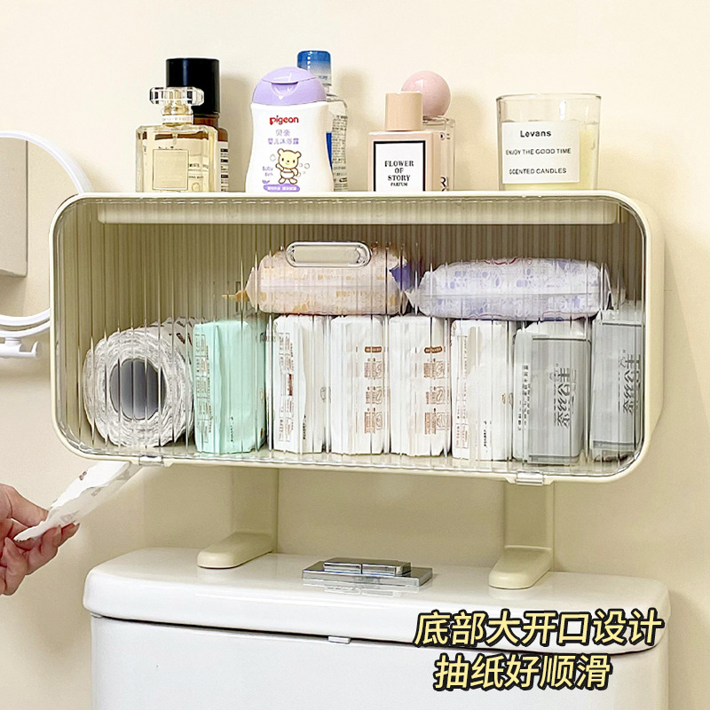 Caja de papel de baño, caja de toallas de baño, estante de almacenamiento superior del inodoro, estante de papel de rollo, caja de almacenamiento de toallas sanitarias, tía