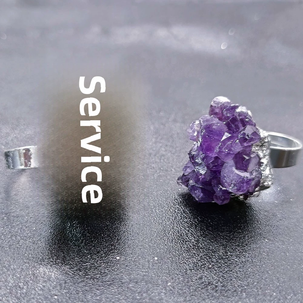 (Cross-border trading), natural ore with amethyst, agate ring with stone
