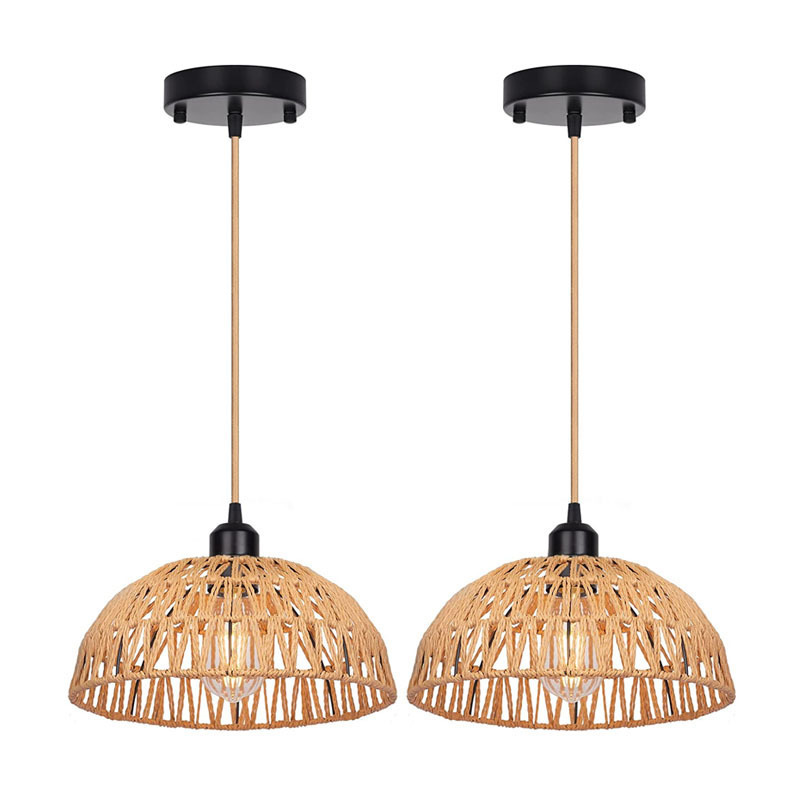 rattan chandelier bohemian style chandelier basket woven dome kitchen island living room dining room chandelier