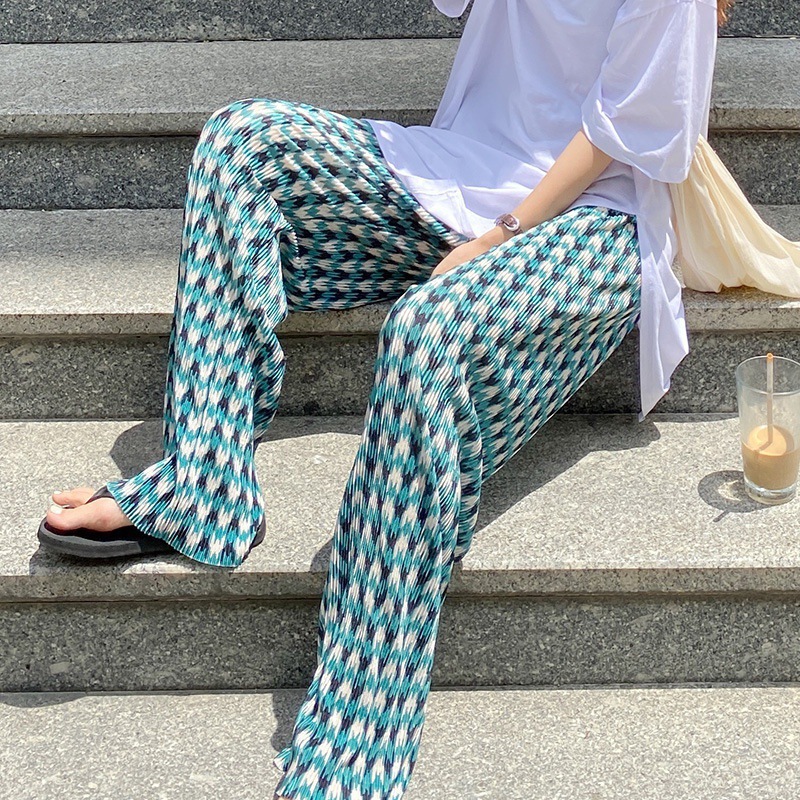 Summer Maternity Pants, Pleated Wide-Leg Pants, Floor-Length New Chiffon Soft Maternity Belly Support Pants, Breathable and Comfortable